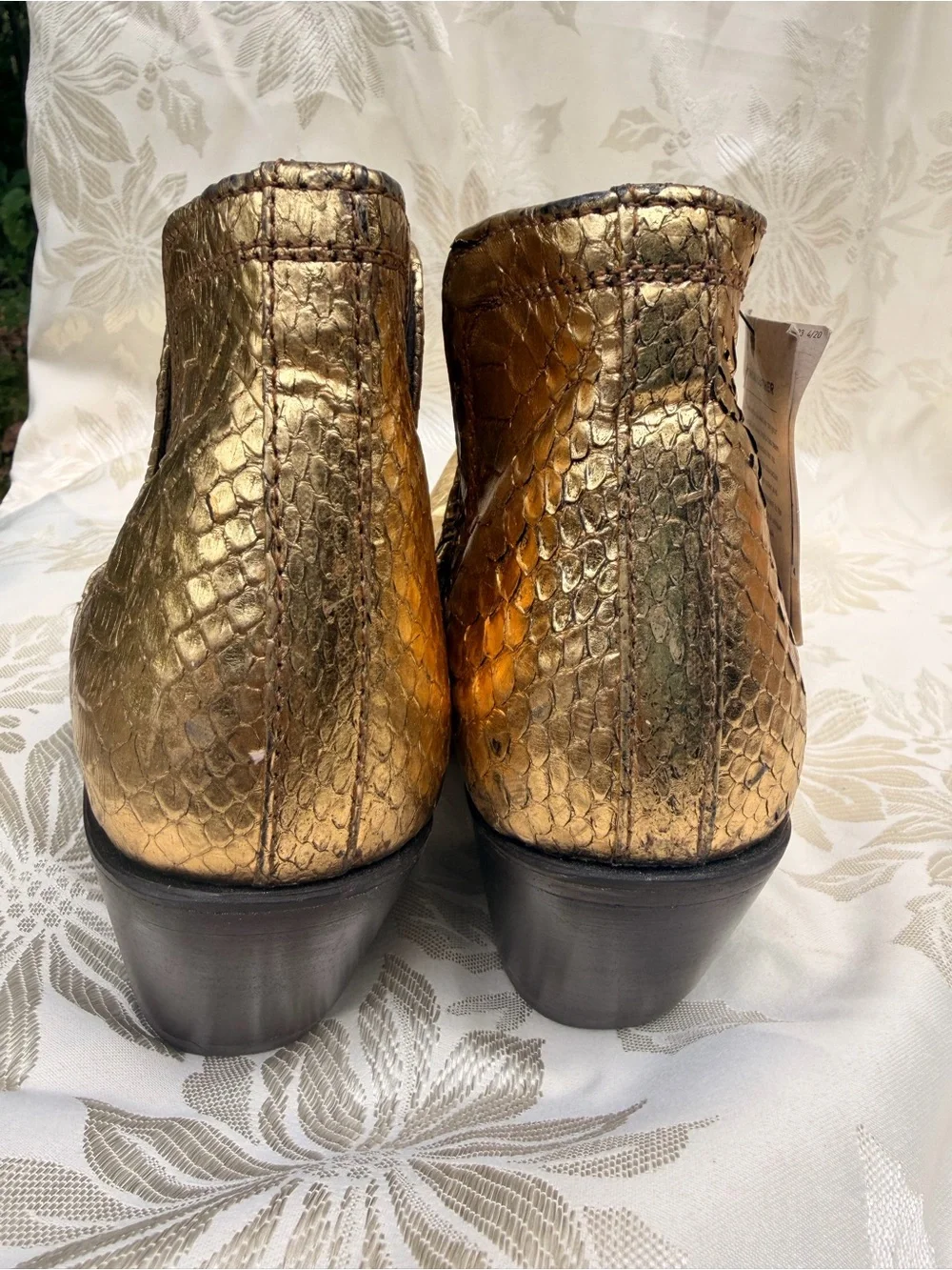 Ariat Womens Gold Python Leather Ankle Boots